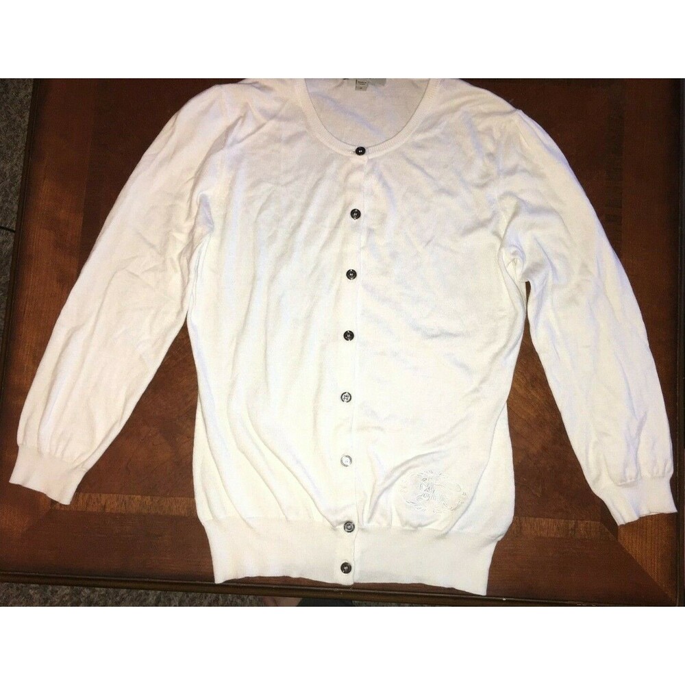 Burberry Brit Cardigan Cream Sweater button down Size Small 3/4 sleeve cotton